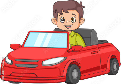 Young boy driving super car
