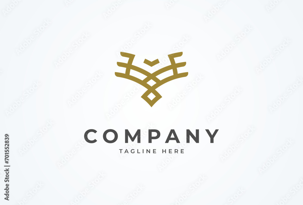 Obraz premium Initial E or EE Eagle logo, letter E or EE forming Eagle Bird design logo, flat design logo template element, vector illustration