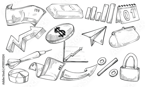 investments and finance business handdrawn collection