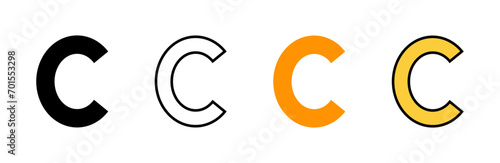 Copyright icon set vector. copyright sign and symbol