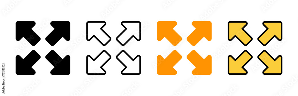 Fullscreen Icon vector. Expand to full screen sign and symbol. Arrows symbol Fullscreen Icon vector. Expand to full screen sign and symbol. Arrows symbol