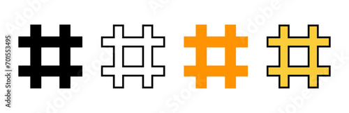 Hashtag icon set vector. hashtag sign and symbol