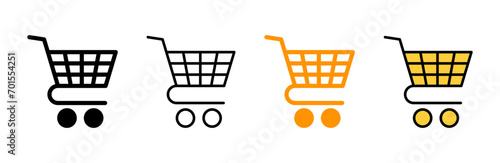 Shopping icon set vector. Shopping cart sign and symbol. Trolley icon