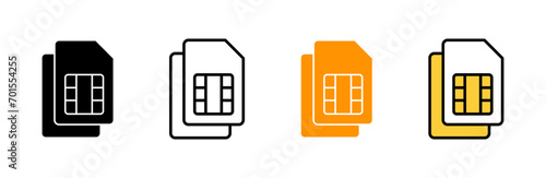 Sim card icon set vector. dual sim card sign and symbol