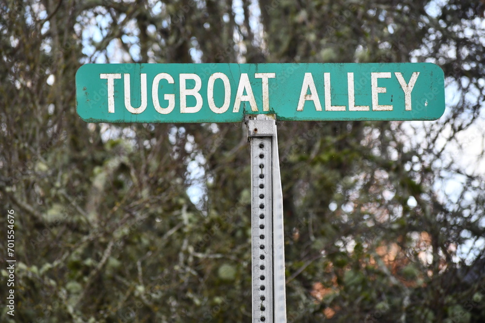Tugboat Alley street sign.