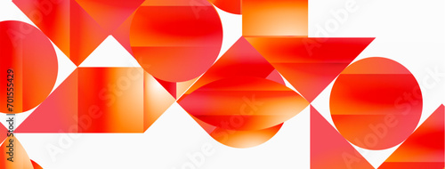 Serene gradient template. Circles and triangles mingle in minimalist perfection. Gentle fusion of forms and hues creates balanced yet captivating backdrop, embodying modern sophistication