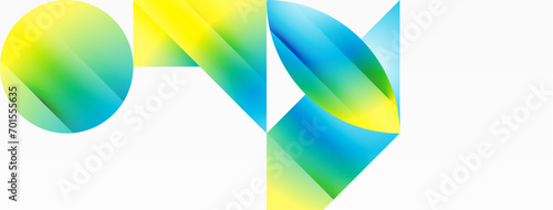 Serene gradient template. Circles and triangles mingle in minimalist perfection. Gentle fusion of forms and hues creates balanced yet captivating backdrop, embodying modern sophistication