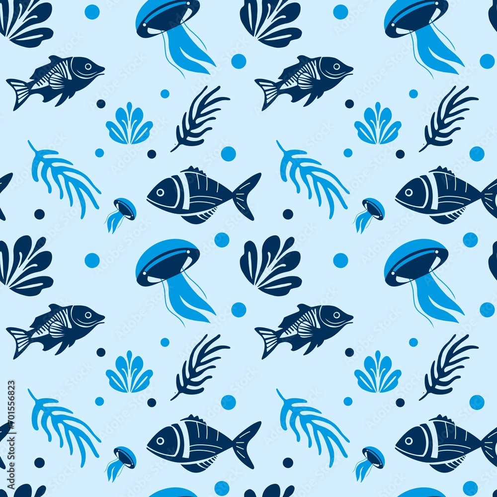 Naklejka premium seamless pattern with fishes