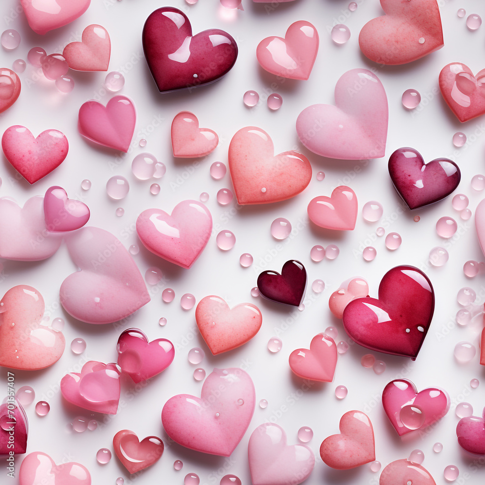 Seamless pattern Pink heart shape ,Valentines day background water color design