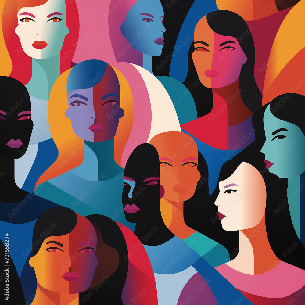 Abstract Diversity in the Workplace, People and Faces Women Abstract Diversity in the Workplace, People and Faces Women