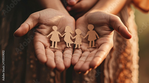 hands holding paper family cutout, family home, foster care, world mental health day, Autism support,homeschooling, budgeting cost of living, inflation concept photo