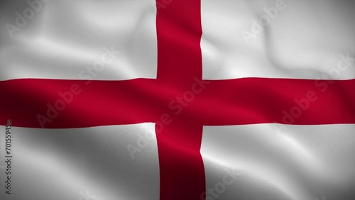 England flag waving animation, perfect loop, official colors, 4K video photo