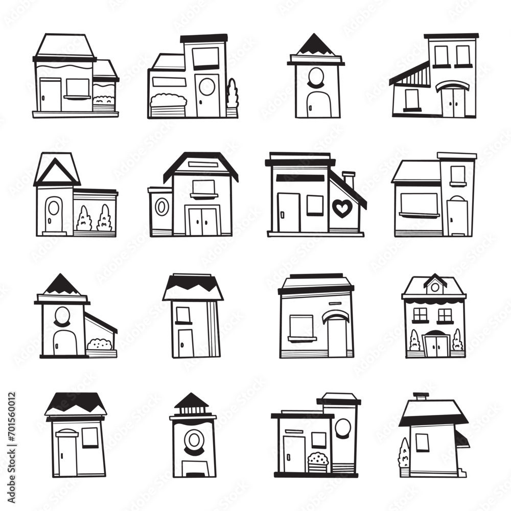 doodle house set hand drawn vector doodle house set hand drawn vector