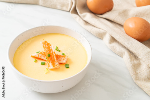 Steamed egg with crab stick photo