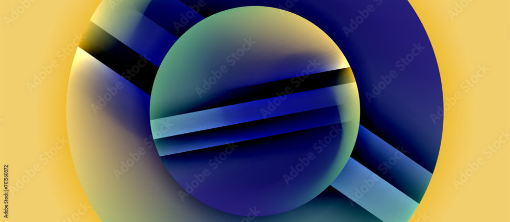 Glossy metal glowing circles geometric background. Minimal abstract composition. Vector illustration For Wallpaper, Banner, Background, Card, Book Illustration, landing page Glossy metal glowing circles geometric background. Minimal abstract composition. Vector illustration For Wallpaper, Banner, Background, Card, Book Illustration, landing page