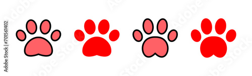 Paw icon set illustration. paw print sign and symbol. dog or cat paw