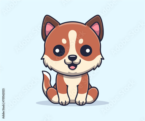 vector cute dog illustration, cartoon flat isolated