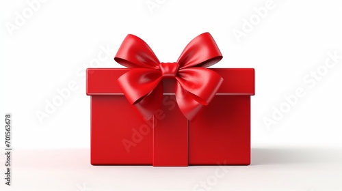 OPEN RED BOX OR PRESENT BOX WITH RED RIBBON ON WHITE BACKGROUND