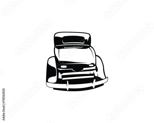 1932 Ford Caupe car. Vintage car logo silhouette. isolated white background view from side. Best for logo, badge, emblem, icon, sticker design