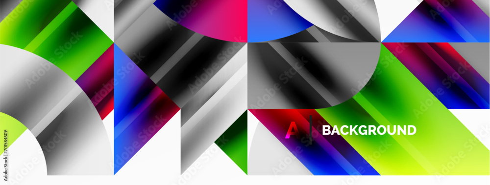 Abstract geometric shapes symbolizing creative technology, digital art, social communication, and modern science. Ideal for posters, covers, banners, brochures and websites