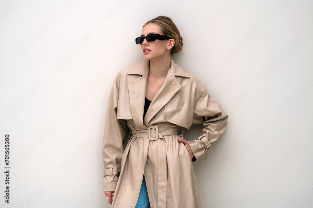Trendy coat. Fashion beauty boutique advertising. Fashion street style of beautiful model wearing fashion clothes. Fashion accessories. Girl vogue style. Trendy coat. Fashion beauty boutique advertising. Fashion street style of beautiful model wearing fashion clothes. Fashion accessories. Girl vogue style.
