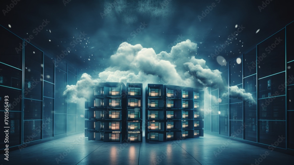 Cloud data storage database cloud computing concept and idea Stock ...