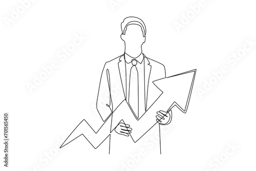 One continuous line drawing of Business performance analysis, benchmark metrics audit concept. Doodle vector illustration in simple linear style.