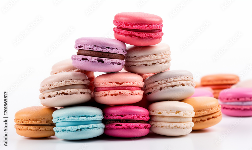Obraz premium Colourful macarons arrangement on white background.