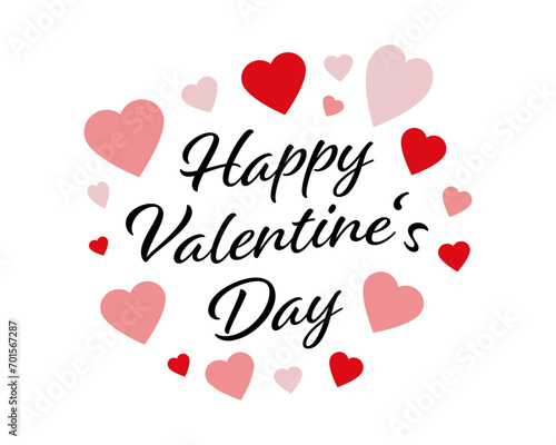 Happy Valentine's Day - Heart icons and text on a white background