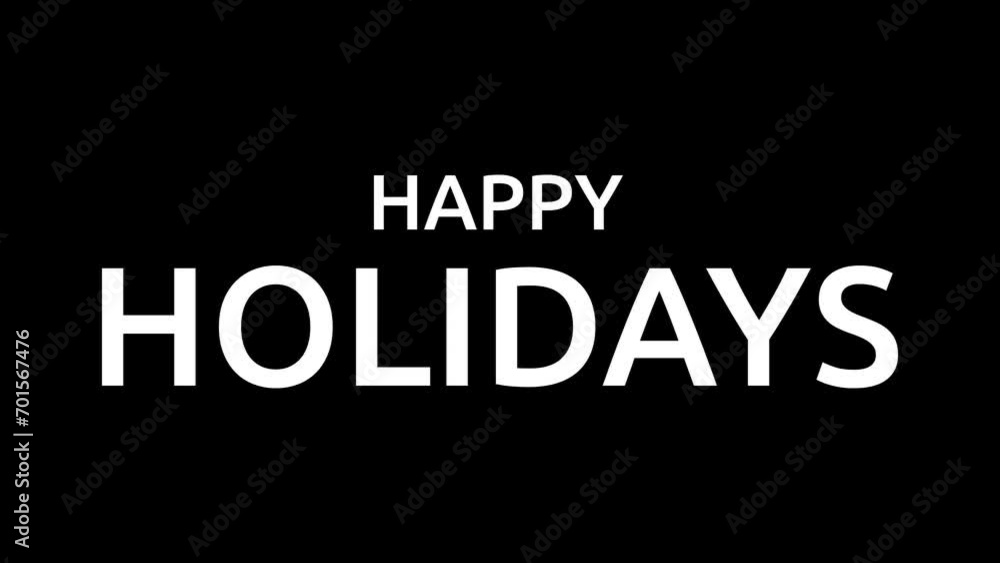 Happy holidays animation with flicker text effect in black and white background. Suitable for holiday-themed designs, greeting cards, social media posts, and festive marketing materials. Happy holidays animation with flicker text effect in black and white background. Suitable for holiday-themed designs, greeting cards, social media posts, and festive marketing materials.