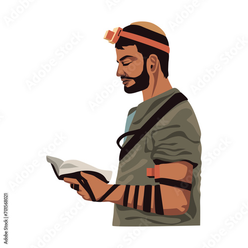 jewish tefillin man praying
