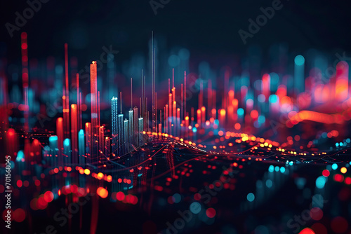 Panoramic abstract backdrop with stock market growth