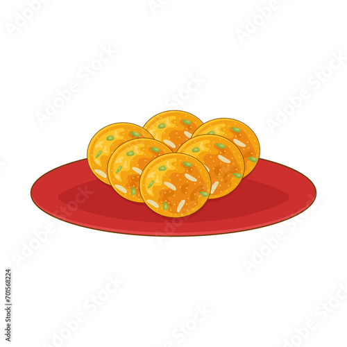 Indian traditional sweet dessert shahi laddu vector design