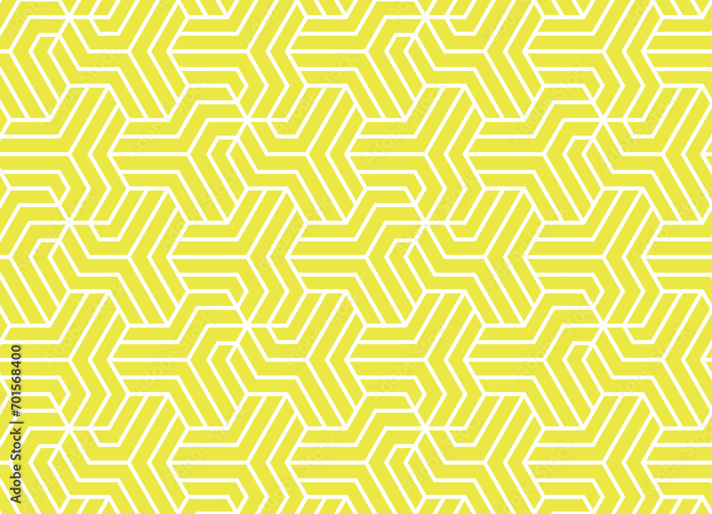 Abstract geometric pattern with stripes, lines. Seamless vector background. White and yellow ornament. Simple lattice graphic design