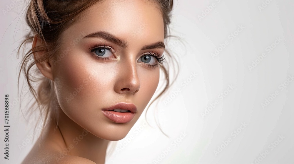 Beauty woman healthy clean skin beautiful female young model isolated on white Beauty woman healthy clean skin beautiful female young model isolated on white