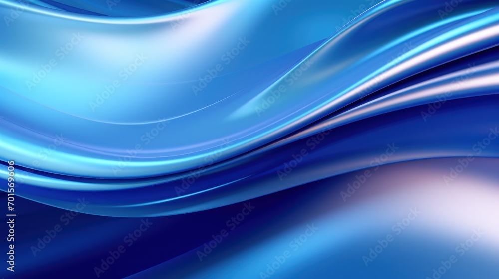 3d rendering of abstract metallic blue wavy with smooth lines background. Generate AI image