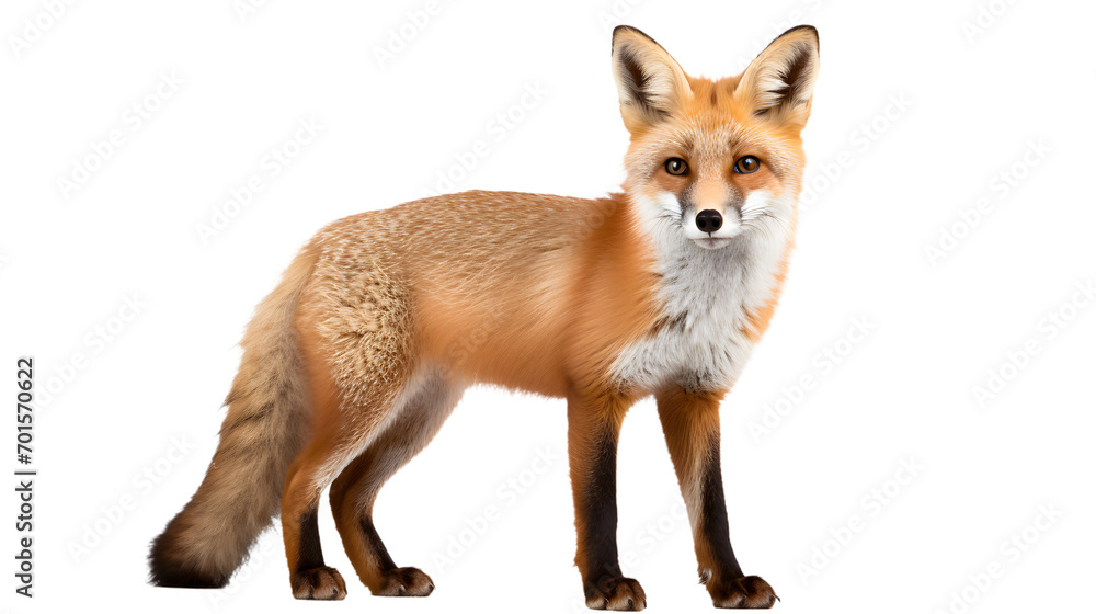A cunning red fox stands proudly against a dark backdrop, embodying the spirit of the wild and the beauty of terrestrial animals