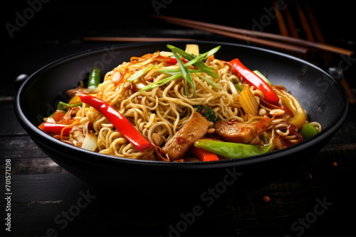 Stir fry chow mein noodles food bowl vegetable