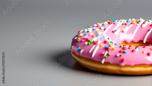 pink donut with sprinkles on white