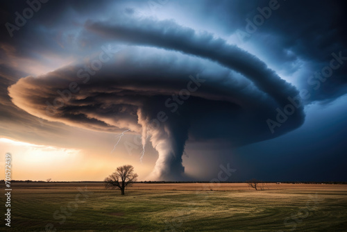 Obraz na plátně Storm field clouds thunderstorm dark nature sky rain weather landscape