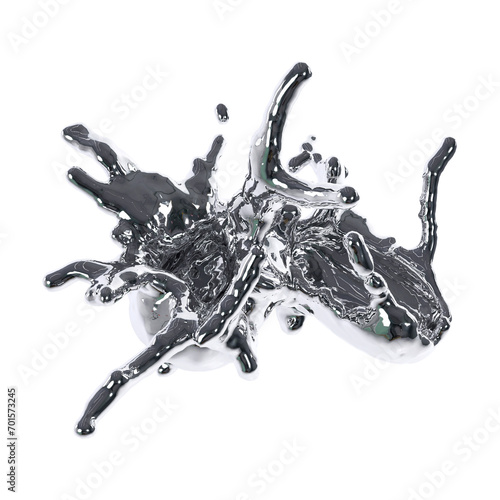 futuristic chrome liquid Abstract metallic shape 3d render