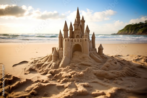 The sand castle was beautifully built. photo