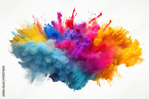 Colorful powder burst isolated on a black backdrop. The vivid explosion is AI Generative.