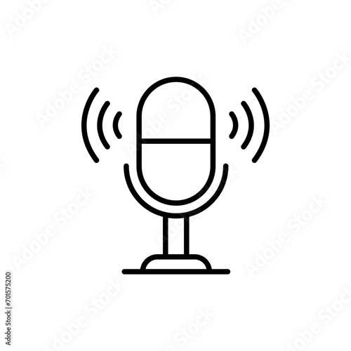 Microphone outline icons, audio minimalist vector illustration ,simple transparent graphic element .Isolated on white background