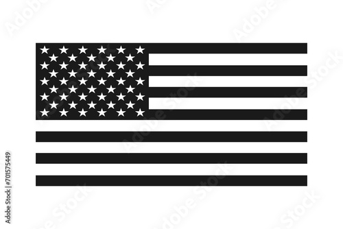 American flag black and white isolated on transparent