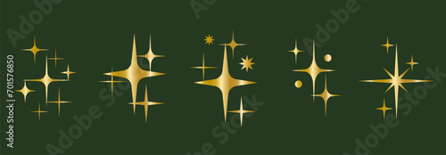 Gold Twinkling set golden Twinkling , golden star on background. Golden luxury line	