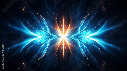 symmetry shining blue glow technology background