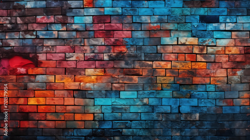abstract colorful graffiti brick wall background