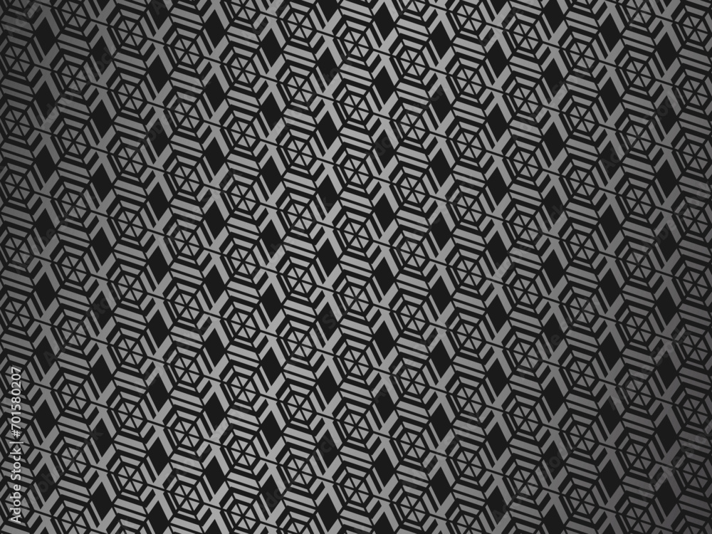 Black metal texture steel background hexagon pattern. Perforated metal sheet.