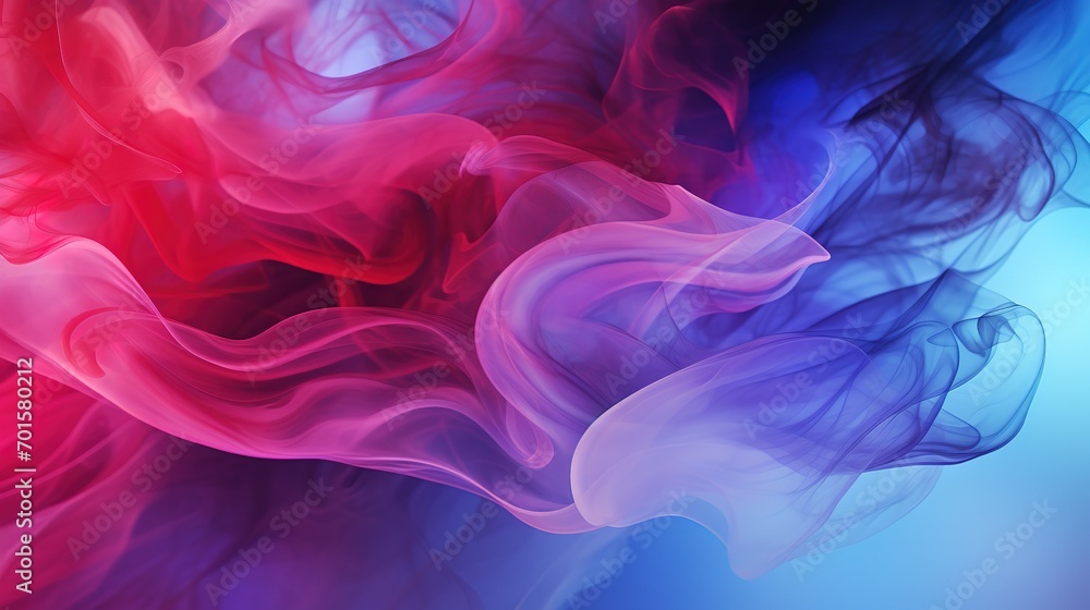 Dramatic smoke and fog in contrasting vivid red, blue, and purple colors. Vivid and intense abstract background or wallpaper. Generative Ai